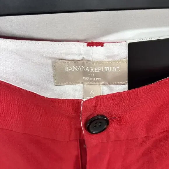 Banana Republic Martin Fit Women’s White 100% Cotton Mid Rise Chino Shorts Sz 6 - Picture 2 of 6